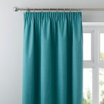 Solar Teal Blackout Pencil Pleat Curtains Teal (Blue)