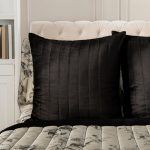 Dorma Harriet Quilted Continental Square Pillowcase Black