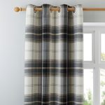 Highland Check Charcoal Eyelet Curtains Charcoal