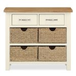 Sidmouth Cream Console Table With Baskets Cream (Natural)
