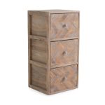 Chevron 3 Drawer Tower Brown