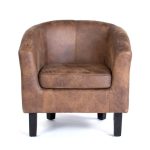 Faux Leather Tub Chair – Tan Tan Brown