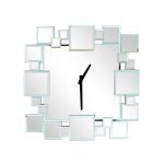 Hotel Squares Mirrored Wall Clock Silver