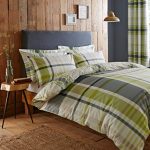Stanley Green Check Reversible Duvet Cover and Pillowcase Set Green