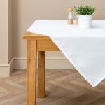 Heart Trim Tablecloth White