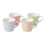 Royal Doulton Pastels Accent Set of 4 Mugs Blue, Pink, Green and Red
