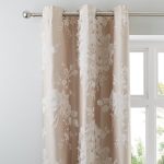 Laura Natural Jacquard Thermal Eyelet Curtains Natural
