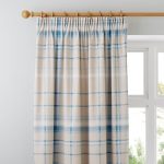 Check Duck Egg Thermal Pencil Pleat Curtains Duck Egg (Blue)