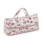 Hoot Knitting Bag White/Brown/Red