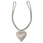Beaded Heart Tieback Platinum