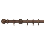 Universal Fixed Walnut Wooden Curtain Pole Dia. 35mm Walnut (Brown)