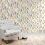 Triangle Ochre Wallpaper Grey / Ochre