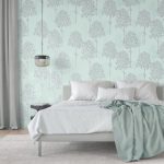 Duck Egg Spriggy Trees Wallpaper Duck Egg (Blue)