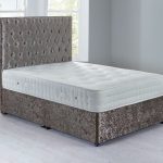 Shenice Platform Top Divan Set – 0 Drawer Crushed Velvet Platinum Silver