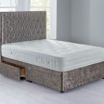 Shenice Sprung Edge Divan Set – 4 Drawer Crushed Velvet Platinum
