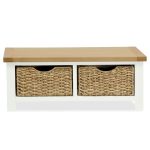 Wilby Cream Small Bench With Baskets Buttercream