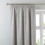 Chenille Silver Pencil Pleat Curtains Silver