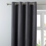 Luna Brushed Charcoal Blackout Eyelet Curtains Grey