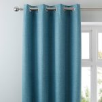 Luna Brushed Teal Blackout Eyelet Curtains Teal (Blue)