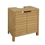 Milan Oak Slatted Bathroom Vanity Unit Brown