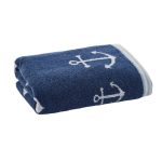 Anchor Motif Navy Hand Towel Navy (Blue)