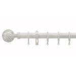Vintage Floral Extendable White Curtain Pole Dia. 25/28mm White