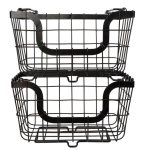 Dunelm 2 Black Stacking Baskets Black