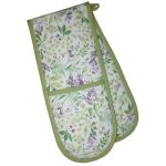 Secret Garden Double Oven Glove Green / White