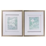 Set of 2 Raw Edge Framed Prints Multi Coloured