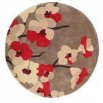 Red Infinite Blossom Circle Rug Red