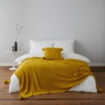 Pom Pom Ochre Knit Cushion Ochre (Yellow)