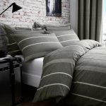 Willington Grey Striped Woven Duvet Cover and Pillowcase Set Grey