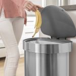 simplehuman Fingerprint Proof 45 Litre Semi Round Pedal Bin Silver
