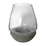 Concrete Base Hurricane Lantern Grey