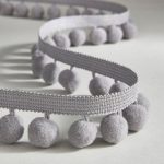Large Grey Pom Pom Fringe Trim Grey