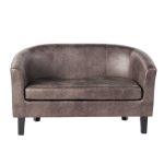 Faux Leather 2 Seater Tub Chair – Grey Grey