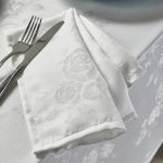 Rose Jacquard Pack of 4 White Napkins White
