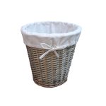 Natural Wicker Waste Bin with Liner Grey