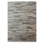 Patchwork Stripe Cowhide Rug Grey
