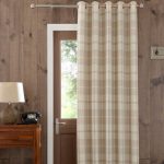 Highland Check Natural Eyelet Door Curtain Natural
