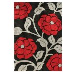 Red Hand Carved Vine Rug Red