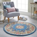 Lotus Premium Aubusson Circle Rug Blue