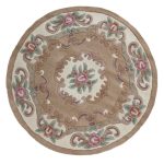 Lotus Premium Aubusson Circle Rug Biscuit (Brown)