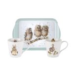Wrendale 2 Mugs and Tray Set White