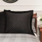 Dorma Kensington Black Velvet Continental Square Pillowcase Black