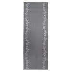 Grey Leaf Washable Runner Grey