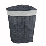 Grey Heart Wicker Laundry Basket Grey