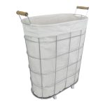 Wheeled Wire Laundry Basket Natural