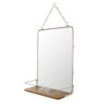 Keepers Lodge Satin Nickel Mirror with Shelf Satin Nickel (Silver)