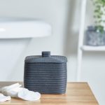 Grey Ridged Resin Pot Grey